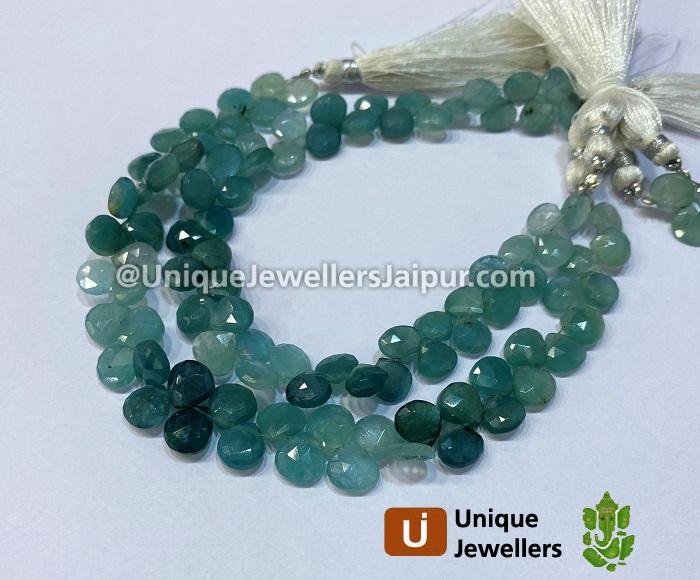 Grandidierite Shaded Faceted Heart Beads