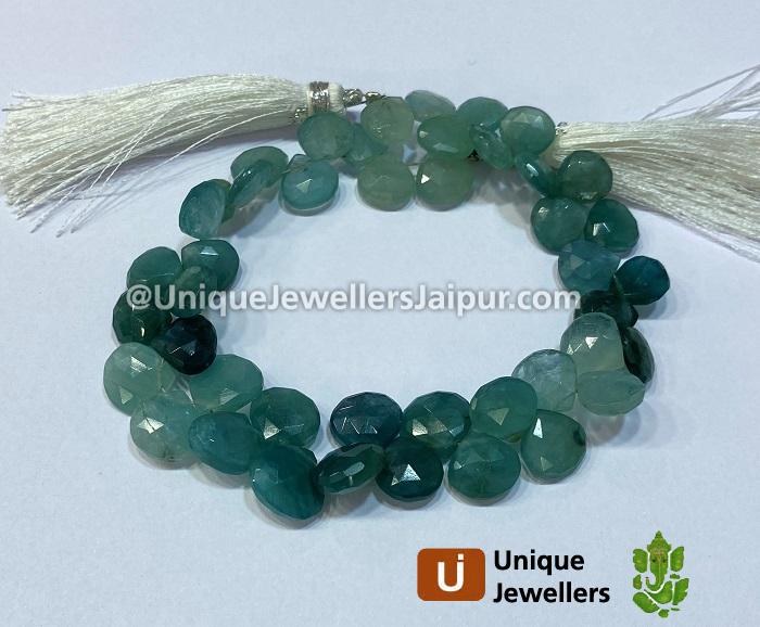 Grandidierite Shaded Faceted Heart Beads