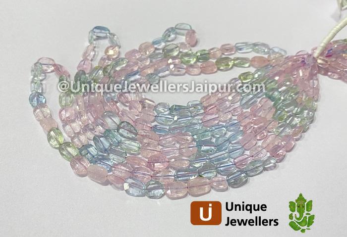 Multi Aquamarine Faceted Nugget Beads