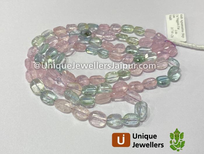 Multi Aquamarine Far Faceted Nugget Beads