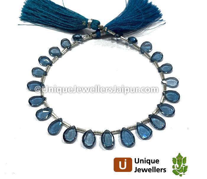 London Blue Topaz Table Cut Pear Beads