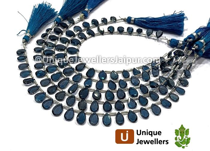 London Blue Topaz Far Table Cut Pear Beads