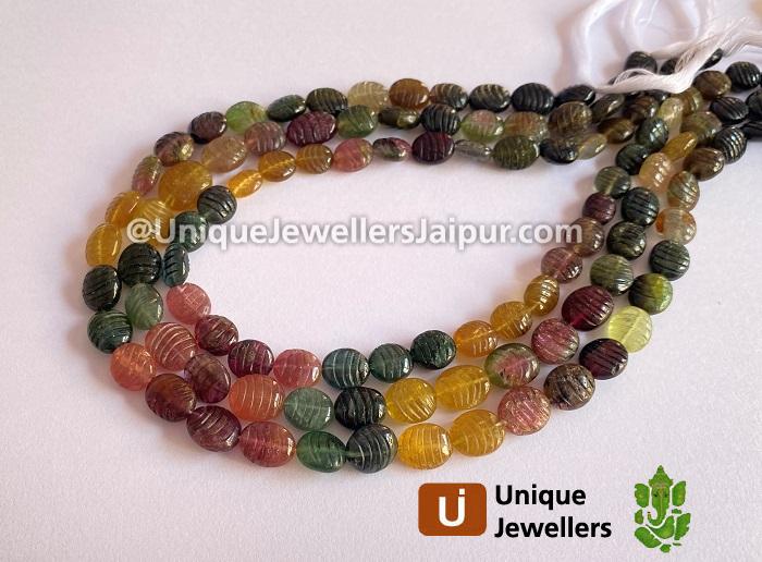 Tourmaline Far Carved Oval Beads