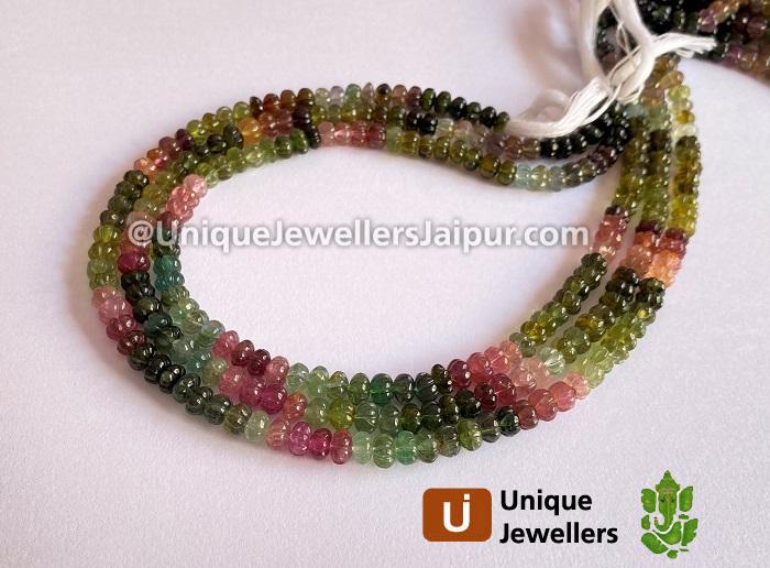 Tourmaline Carved Pumpkin Beads