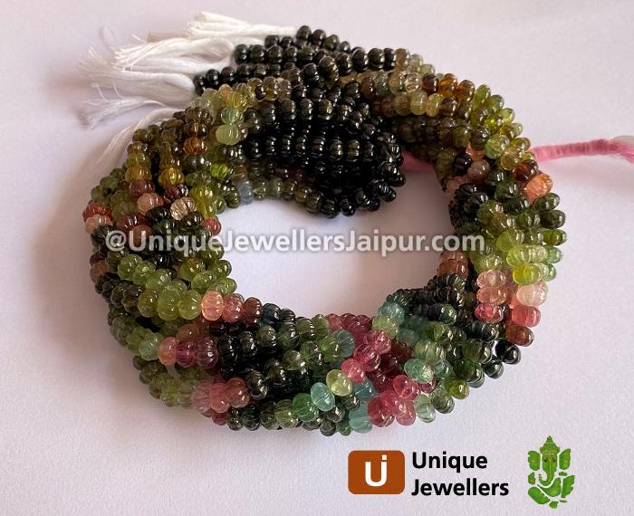 Tourmaline Far Carved Pumpkin Bead