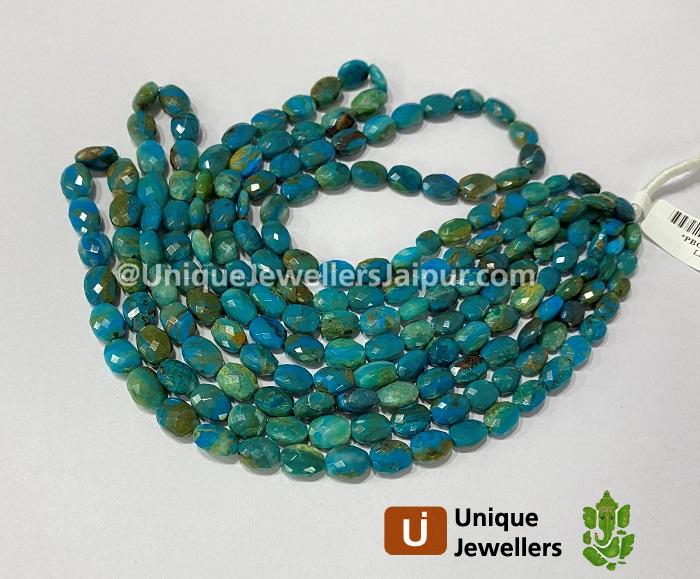 Blue Opalina Faceted Oval Beads