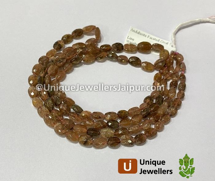 Andalusite Faceted Oval Beads