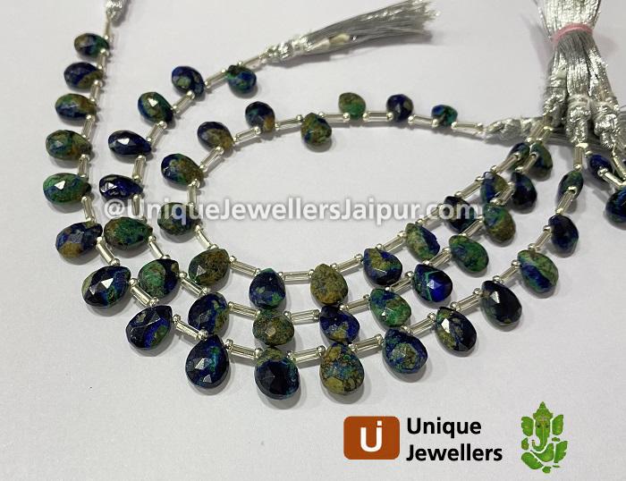 Azurite Malachite Faceted Pear Beads