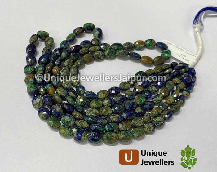 Azurite Malachite Faceted Oval Beads