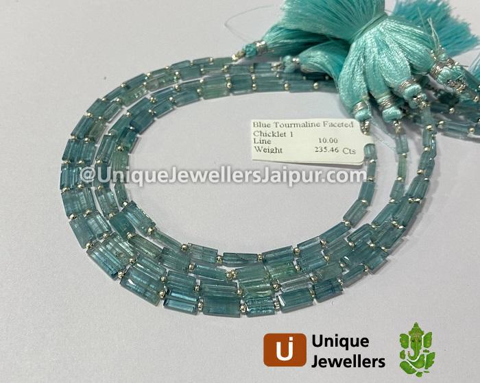 Blue Tourmaline Step Cut Chicklet Beads