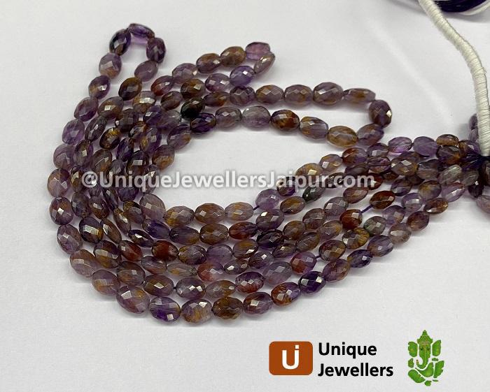 Amethyst Cacoxenite Faceted Oval Beads