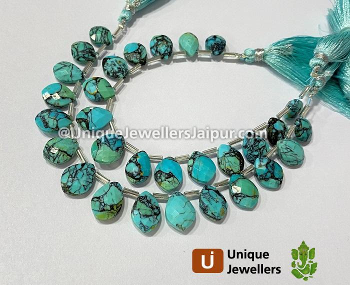 Spiderweb Turquoise Faceted Dolphin Pear Beads