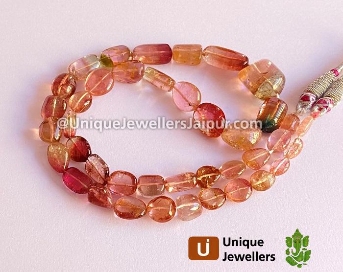 Pink Watermelon Tourmaline Smooth Nuggets Beads