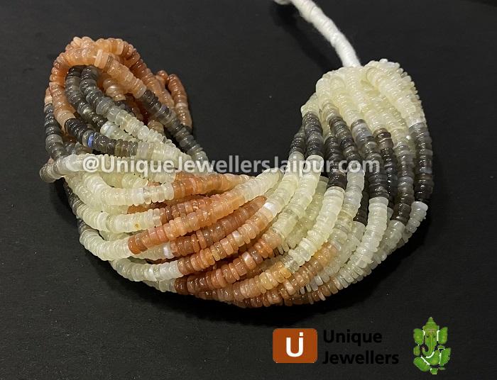 Multi Moonstone Smooth Tyre Beads