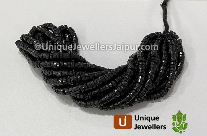 Black Spinel Faceted Tyre Beads