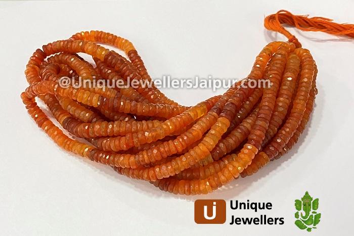 Carnelian Shaded Faceted Tyre Beads
