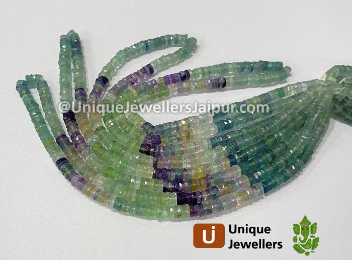 Multi Fluorite Faceted Tyre Beads