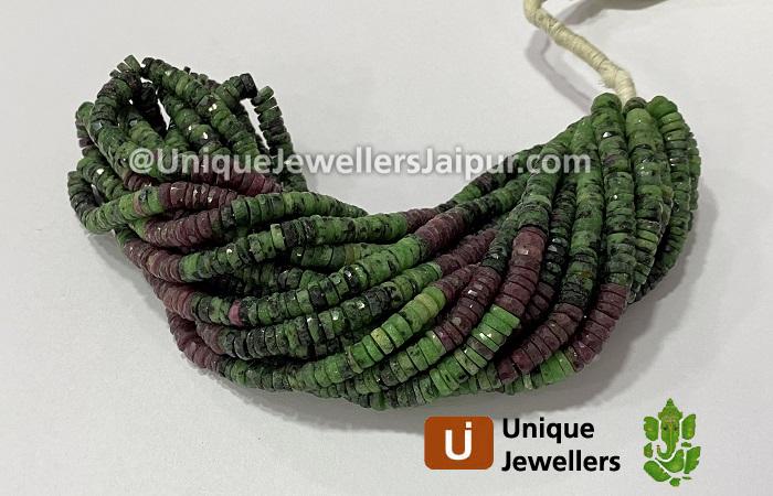 Ruby Zoisite Faceted Tyre Beads