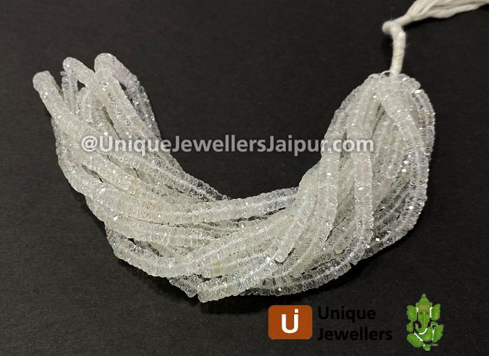 White Topaz Faceted Tyre Beads