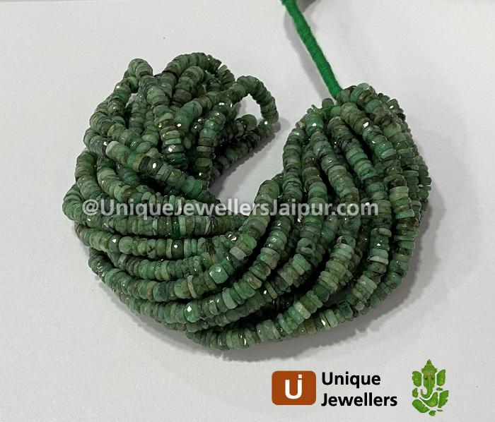 Emerald Faceted Tyre Beads