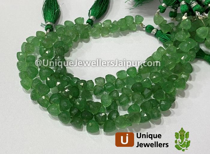 Green Strawberry Quartz Faceted Trillion Beads