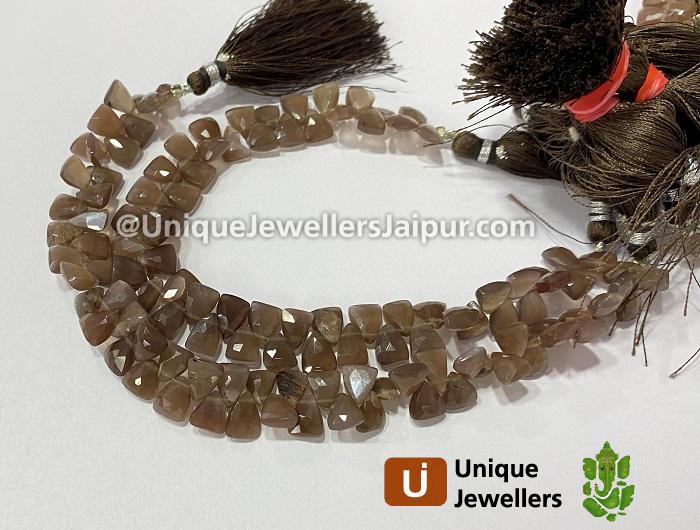 Chocolate Moonstone Faceted Pyramid Beads