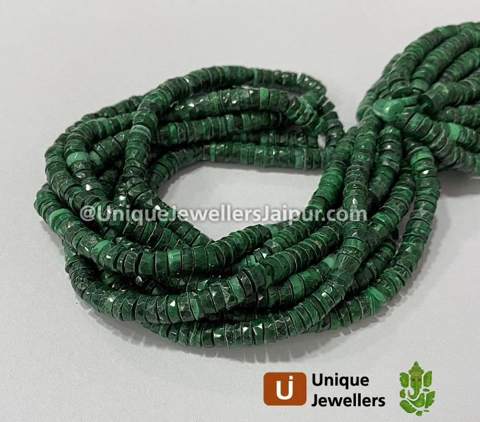 Malachite Faceted Tyre Beads