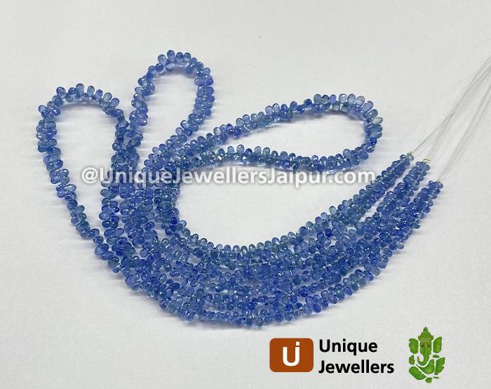 Natural Blue Sapphire Faceted Drops Beads