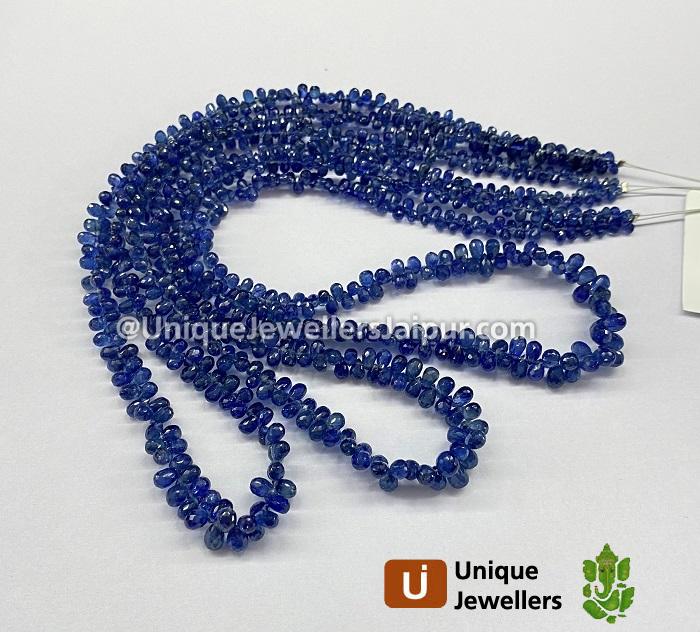 Natural Blue Sapphire Faceted Drops Beads