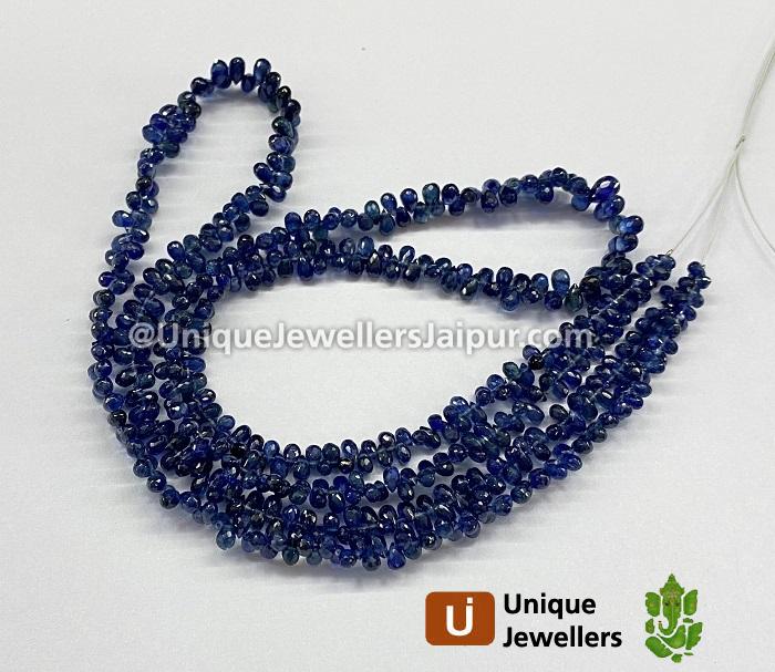 Natural Blue Sapphire Faceted Drops Beads