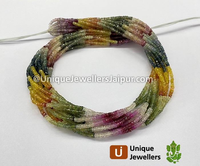 Multi Sapphire Faceted Tyre Beads