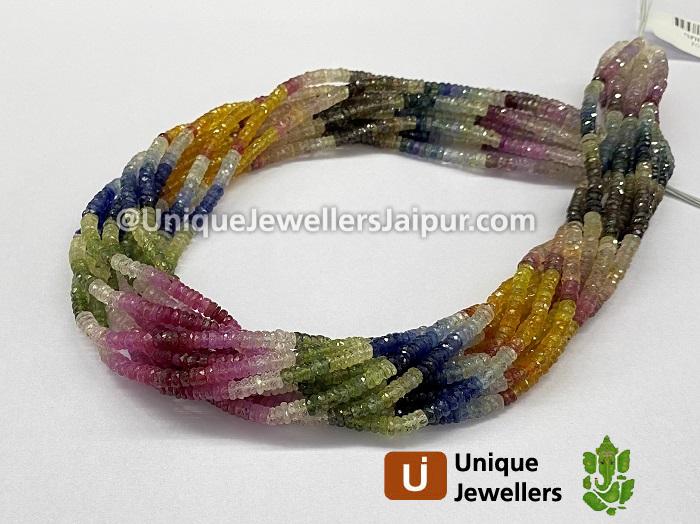 Multi Sapphire Far Faceted Tyre Beads