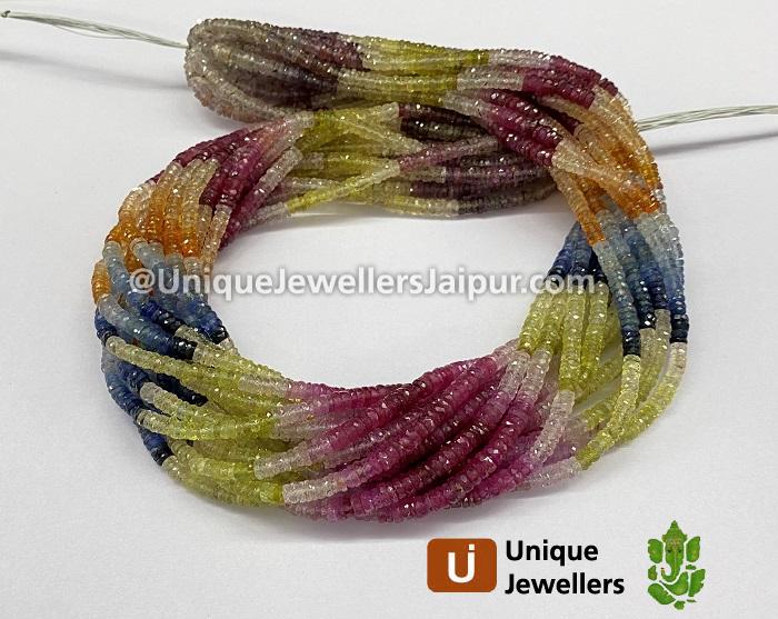 Multi Sapphire Faceted Tyre Beads