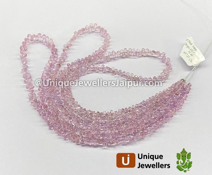 Natural Baby Pink Sapphire Faceted Drops Beads