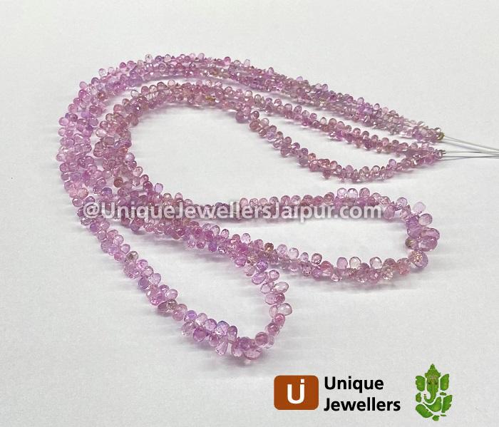 Natural Mountbatten Pink Sapphire Faceted Drops Beads