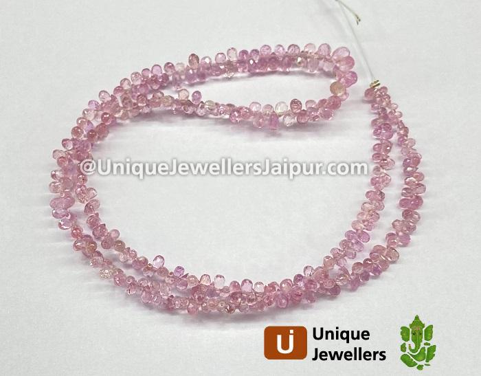 Natural Rouge  Pink Sapphire Faceted Drops Beads