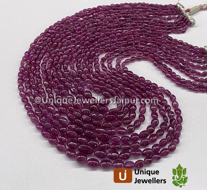 Natural Ruby Smooth Oval Beads