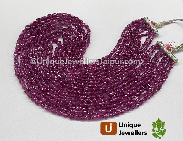Natural Ruby Smooth Oval Beads