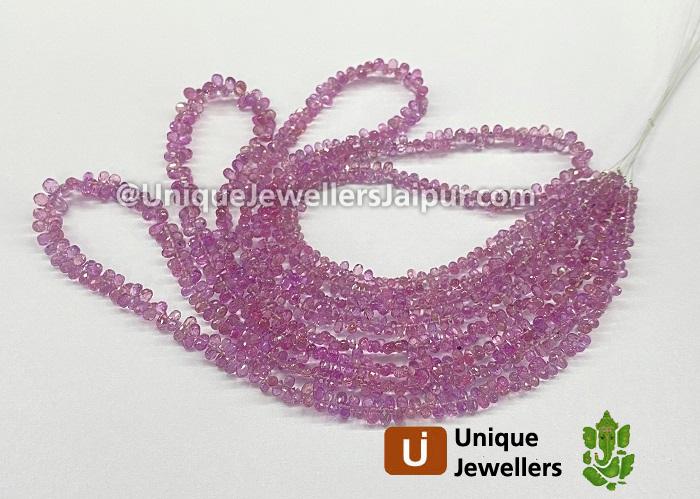 Natural Mountbatten Pink Sapphire Faceted Drops Beads