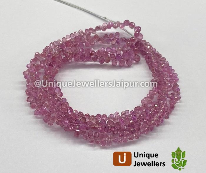 Natural Rouge Pink Sapphire Faceted Drops Beads