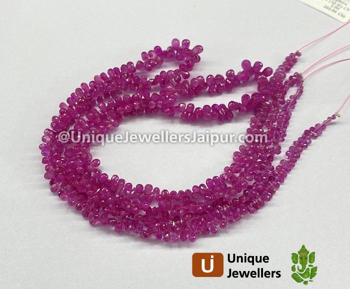 Natural Pink Sapphire Faceted Drops Beads