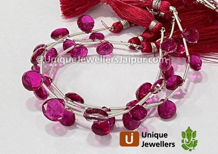 Rubellite Crystal Doublet Faceted Heart Beads