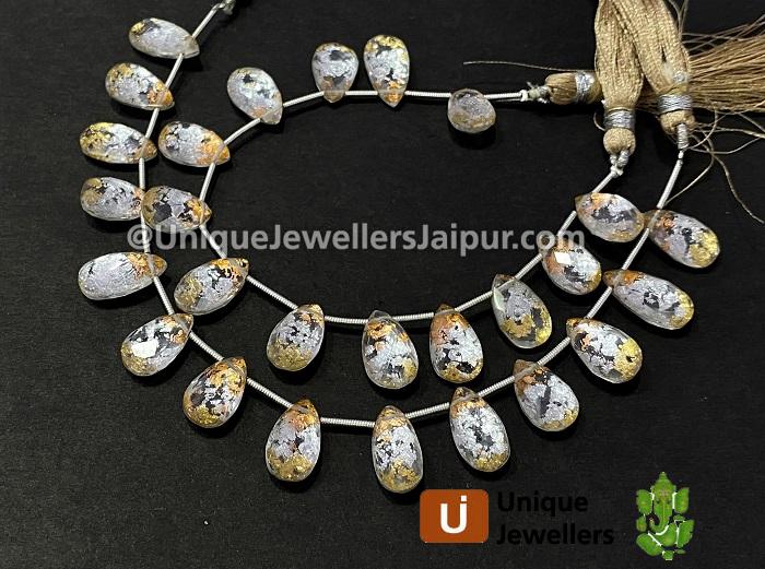 Tri Color Leaf Doublet Faceted Pear Beads