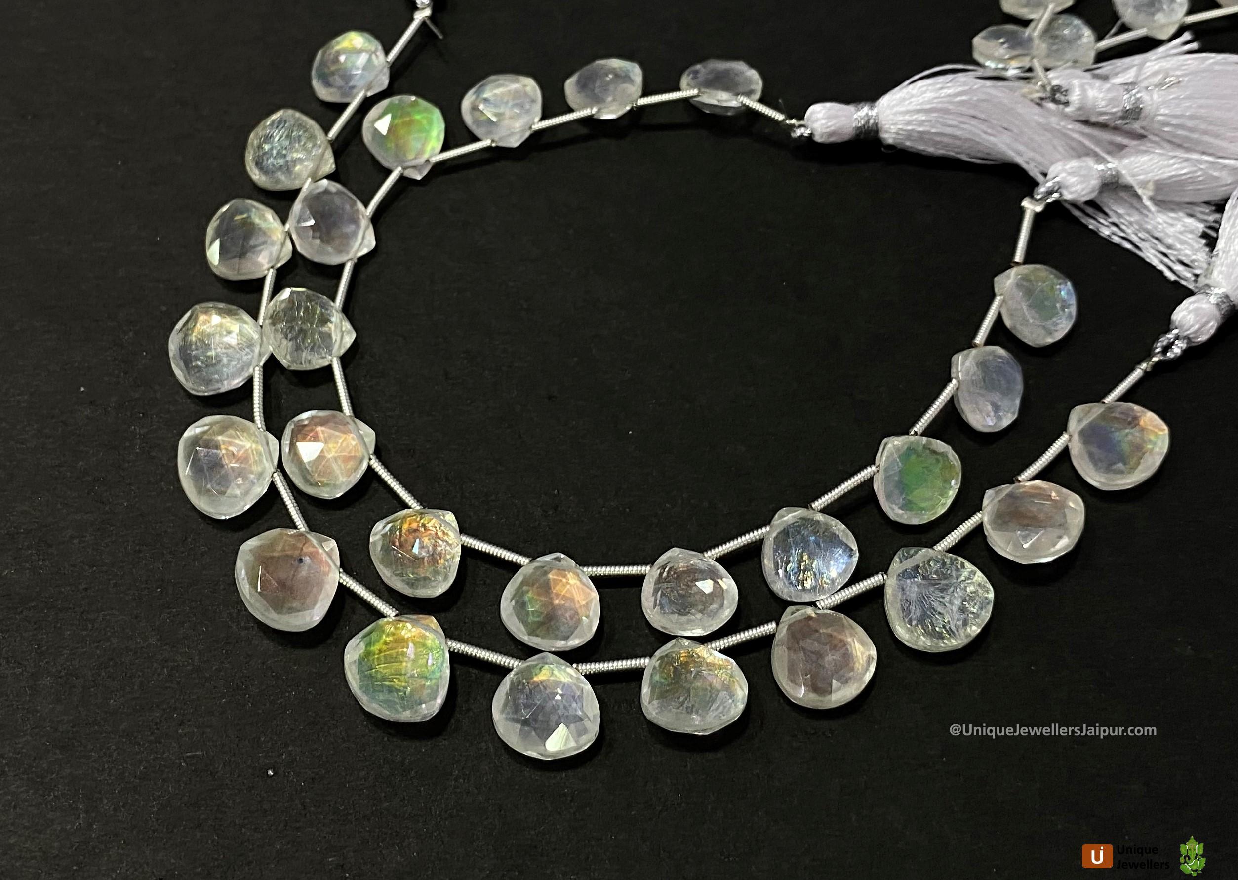 Ethiopian Opal Crystal Doublet Faceted Heart Beads