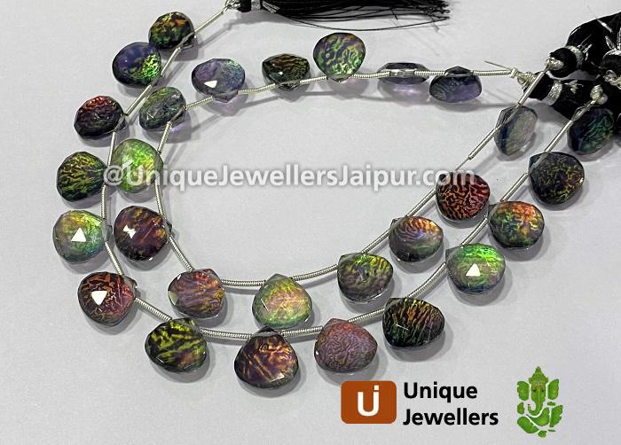 Black Abalone Crystal Big Doublet Faceted Heart Beads