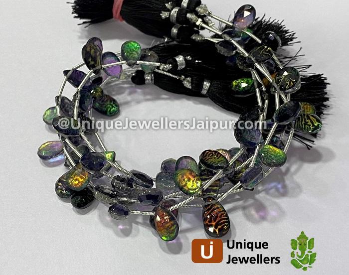 Black Abalone Crystal Doublet Faceted Pear Beads