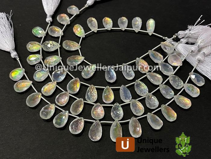 White Abalone Crystal Big Doublet Faceted Pear Beads