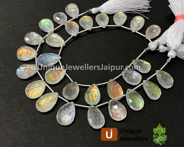 White Abalone Crystal Big Doublet Faceted Pear Beads