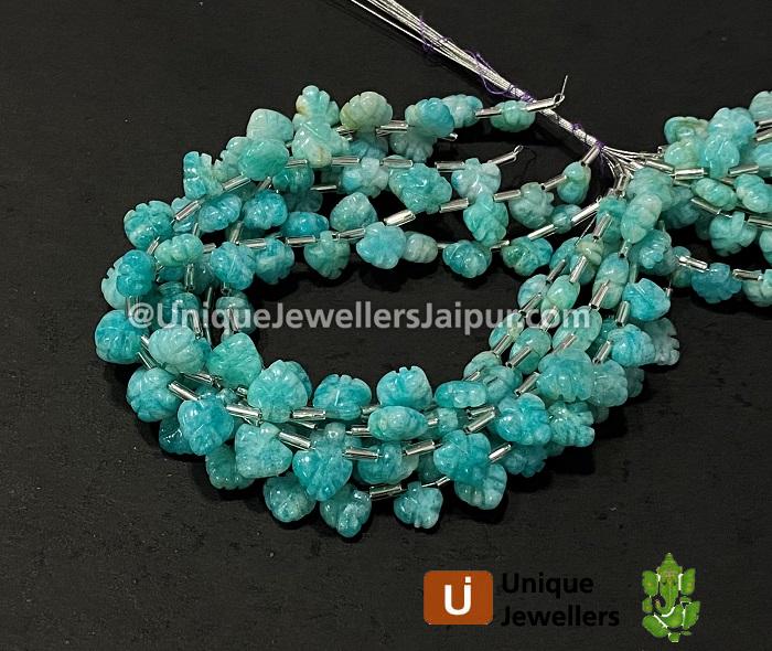 Amazonite Shaded Carved Maple Leaf Beads