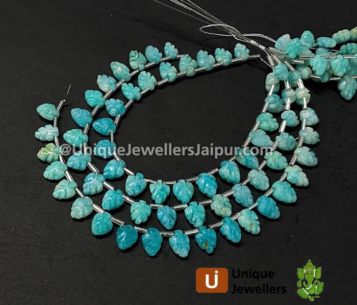 Amazonite Shaded Carved Shield Pear Beads